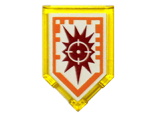 Tile, Modified 2 x 3 Pentagonal with Nexo Power Shield Pattern - Target Blaster