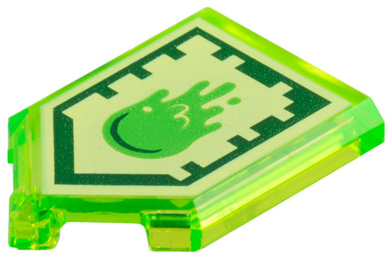 Tile, Modified 2 x 3 Pentagonal with Nexo Power Shield Pattern - Slime Blast