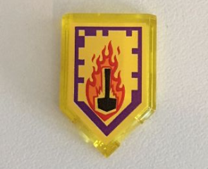 Tile, Modified 2 x 3 Pentagonal with Nexo Power Shield Pattern - Flame Wreck
