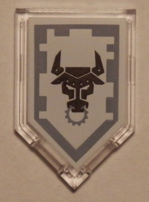 Tile, Modified 2 x 3 Pentagonal with Nexo Power Shield Pattern - Metal Minotaur