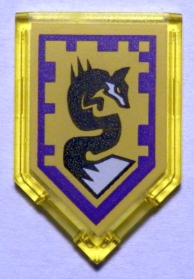 Tile, Modified 2 x 3 Pentagonal with Nexo Power Shield Pattern - Spirit Fox