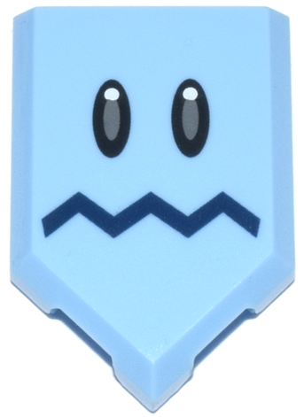 Tile, Modified 2 x 3 Pentagonal with Black and Dark Bluish Gray Eyes, Dark Blue Zigzag Mouth Pattern (Super Mario Freezie Face)