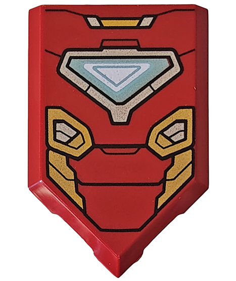 Tile, Modified 2 x 3 Pentagonal with Arc Reactor and Gold Armor Plates Pattern