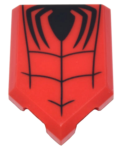 Tile, Modified 2 x 3 Pentagonal with Black Spider Half and Web Pattern