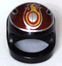 Minifigure, Headgear Helmet Motorcycle (Standard) with Red, Silver, and Yellow Flames Pattern
