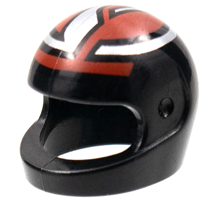 Minifigure, Headgear Helmet Motorcycle (Standard) with Interlocking Silver and Red Pattern