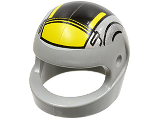 Minifigure, Headgear Helmet Motorcycle (Standard) with SW Black and Yellow Pattern Small (B-wing)