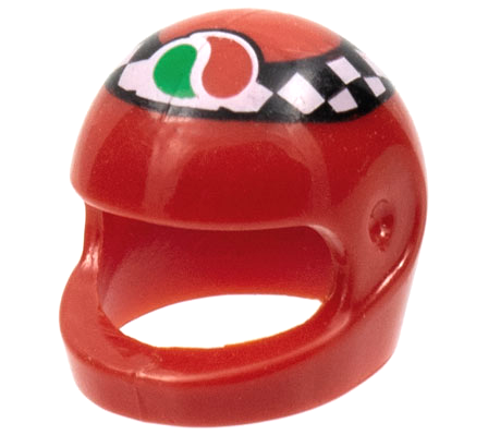 Minifigure, Headgear Helmet Motorcycle (Standard) with Checkered Stripe and Octan Logo Pattern