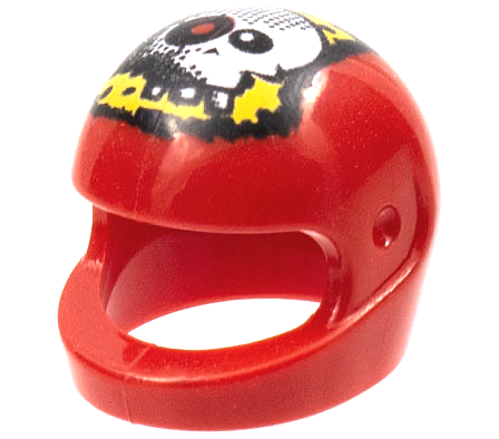 Minifigure, Headgear Helmet Motorcycle (Standard) with Red Eye Skull Pattern