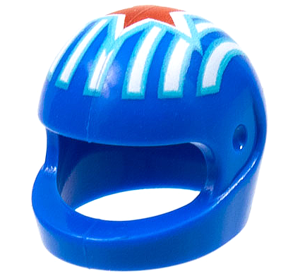 Minifigure, Headgear Helmet Motorcycle (Standard) with Stripes and Red Star Pattern