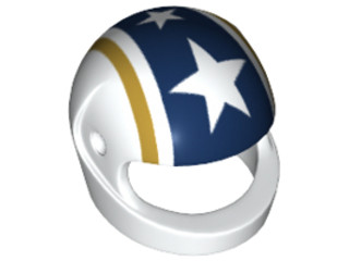 Minifigure, Headgear Helmet Motorcycle (Standard) with Gold Stripes and Stars on Dark Blue Background Pattern