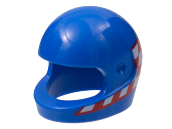Minifigure, Headgear Helmet Motorcycle (Standard) with Red and White Checkered Flags on Sides Pattern