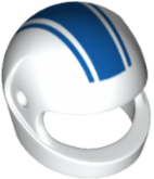 Minifigure, Headgear Helmet Motorcycle (Standard) with Blue Thick Stripe and Thin Stripes Pattern