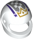 Minifigure, Headgear Helmet Motorcycle (Standard) with Gold Crown, Dark Purple Stars and Stripes and Dark Bluish Gray Checkered Pattern