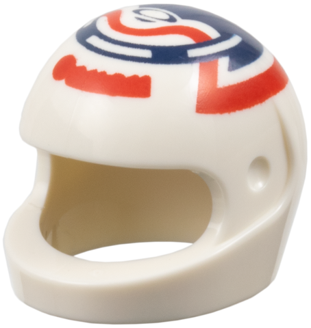 Minifigure, Headgear Helmet Motorcycle (Standard) with Dark Blue Ring and Red Wavy Line Pattern