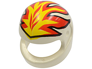 Minifigure, Headgear Helmet Motorcycle (Standard) with Yellow and Red Flames Pattern