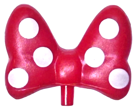 Minifigure, Bow Large with Small Pin with White Polka Dots on Front and Back Pattern