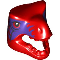 Minifigure, Headgear Head Cover, Costume Tyrannosaurus rex / Dragon with Black Eyes and Dark Purple Markings and Scales Pattern