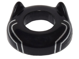 Minifigure, Headgear Head Top with Ears and Silver Lines Pattern