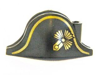 Minifigure, Headgear Hat, Pirate Bicorne with Gold Captain Pattern