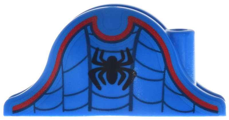 Minifigure, Headgear Hat, Pirate Bicorne with Black Spider Logo, Dark Blue Web and Red Trim Pattern