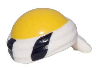 Minifigure, Headgear Bald Head with Yellow Top and Tied Bandana with Black Stripes Pattern