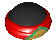 Minifigure, Headgear Black Bald Head with Tied Bandana with Gold and Green Triangle Pattern