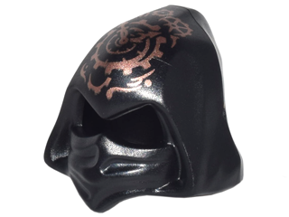 Minifigure, Headgear Hood Cowl Pointed with Eye Holes with Copper Gears and Clock with Spiral Gear Pattern