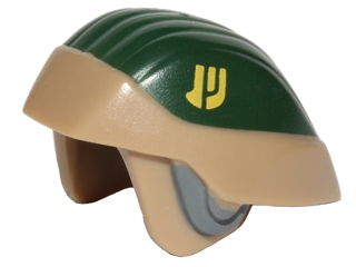 Minifigure, Headgear Helmet SW Rebel Trooper with Dark Green Top and Yellow Insignia Pattern