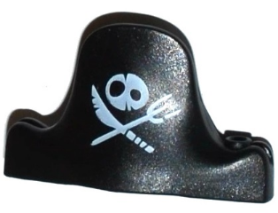 Minifigure, Headgear Hat, Pirate Bicorne Large with Skull and Crossed Knife and Fork Pattern