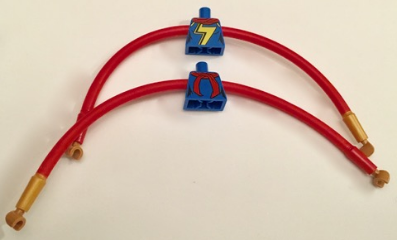 Torso, Modified Female Red Scarf and Yellow Lightning Bolt Pattern / Red Long Rubber Arms with 1 Pearl Gold Cuff Pattern / Medium Nougat Hands