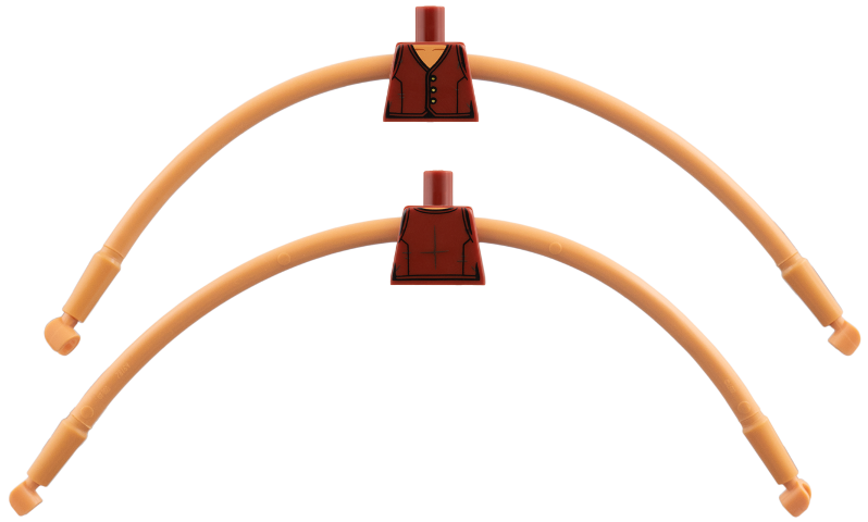 Torso, Modified V-Neck Vest, Nougat Neck, 3 Gold Buttons, Black Lines Pattern / Nougat Long Rubber Arms / Nougat Hands