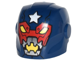 Minifigure, Headgear Helmet Armor Plates and Ear Protectors with White Star, Red Mask with Yellow Eyes and Silver Mouth Pattern