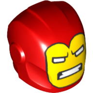 Minifigure, Headgear Helmet Armor Plates and Ear Protectors with Yellow Iron Man Mask with White Eyes and Teeth Pattern