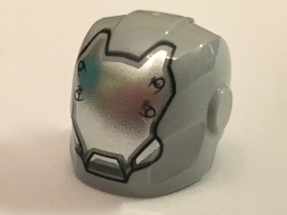Minifigure, Headgear Helmet Armor Plates and Ear Protectors with Silver Eyeless Faceplate with 4 Rivets Pattern