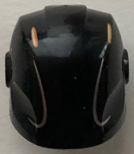 Minifigure, Headgear Helmet Armor Plates and Ear Protectors with Metallic Silver and Orange Markings Pattern