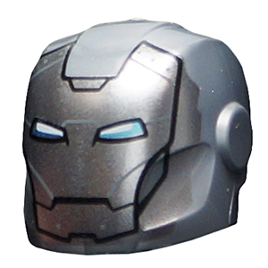 Minifigure, Headgear Helmet Armor Plates and Ear Protectors with Silver Faceplate, White and Blue Eyes Pattern