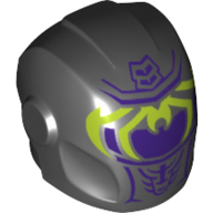 Minifigure, Headgear Helmet Armor Plates and Ear Protectors with Dark Purple Visor and Lime Spider Legs Pattern