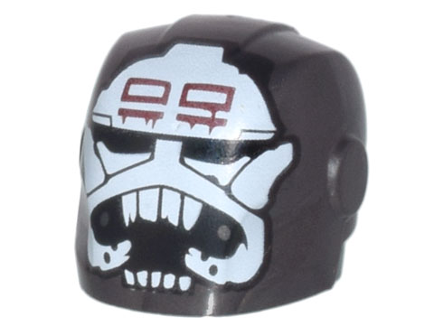 Minifigure, Headgear Helmet Armor Plates and Ear Protectors with SW Wrecker White Skull and Teeth, Dark Red Markings Pattern