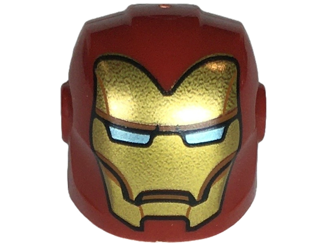 Minifigure, Headgear Helmet Armor Plates and Ear Protectors with Gold Faceplate with Medium Nougat Lines and Metallic Light Blue Eye Slits Pattern
