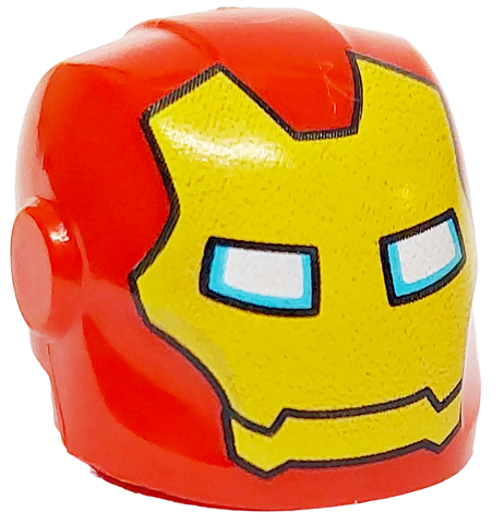 Minifigure, Headgear Helmet Armor Plates and Ear Protectors with Yellow Iron Man Mask with White and Medium Azure Eyes Pattern