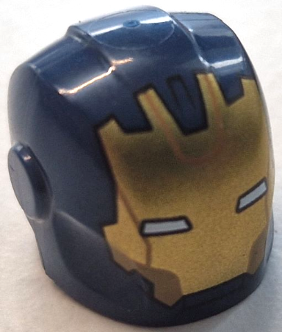 Minifigure, Headgear Helmet Armor Plates and Ear Protectors with Gold Faceplate with White Eye Slits and Medium Nougat Trim Pattern