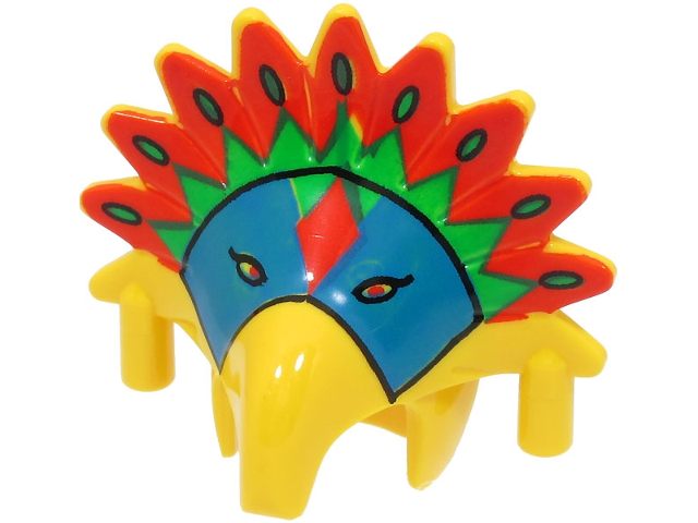 Minifigure, Headgear Headdress Jungle with Colored Feather Pattern (Achu)