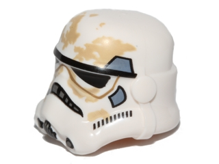 Minifigure, Headgear Helmet SW Stormtrooper, 2 Chin Holes, Sand Blue Marks and Tan Dirt Stains Pattern