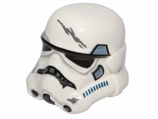 Minifigure, Headgear Helmet SW Stormtrooper, 2 Chin Holes, Dark Blue and Sand Blue with Scratches Pattern (Imperial Jet Pack Trooper)