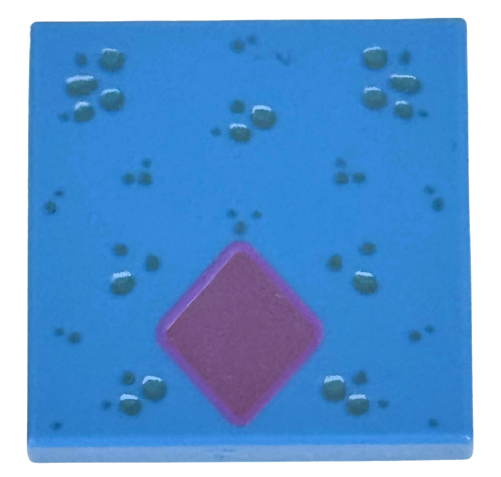 Tile 2 x 2 with Metallic Light Blue Spots and Metallic Pink Diamond Pattern (Frozen Bruni)