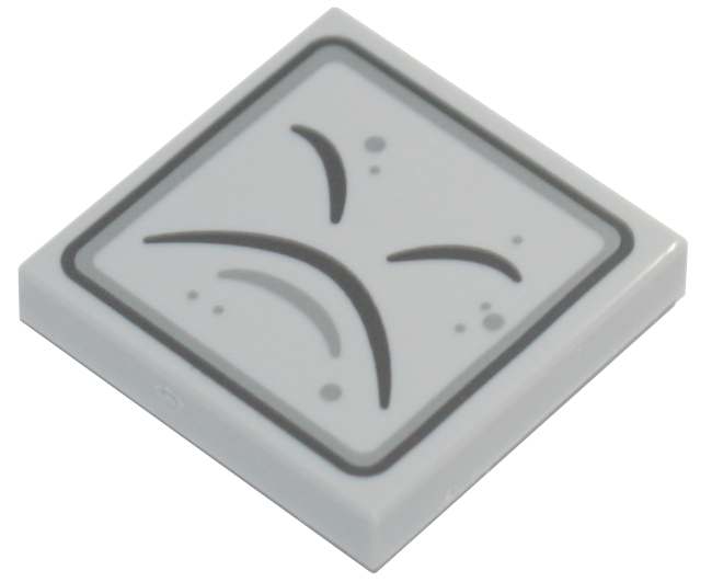 Tile 2 x 2 with Dark Bluish Gray Closed Eyes, Sad Mouth, and Border, Light Bluish Gray Chin Dimple and Dots Pattern (Super Mario Thwimp Face)