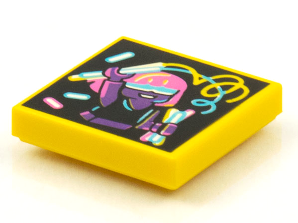 Tile 2 x 2 with BeatBit Album Cover - Dark Purple Girl with Glowsticks Pattern