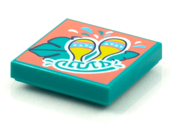 Tile 2 x 2 with BeatBit Album Cover - Maracas and Green Leaf Pattern