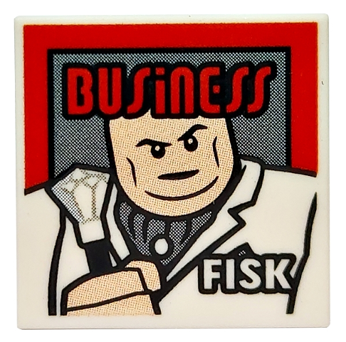 Tile 2 x 2 with Magazine 'BUSinESS' and 'FISK' Pattern